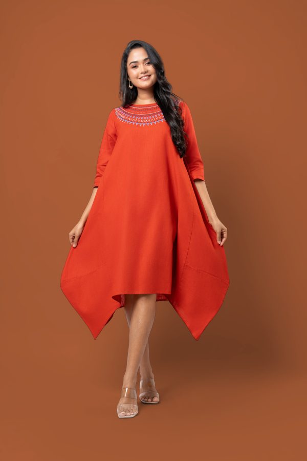 Embroidered 3D Short Tent Dress - Image 5