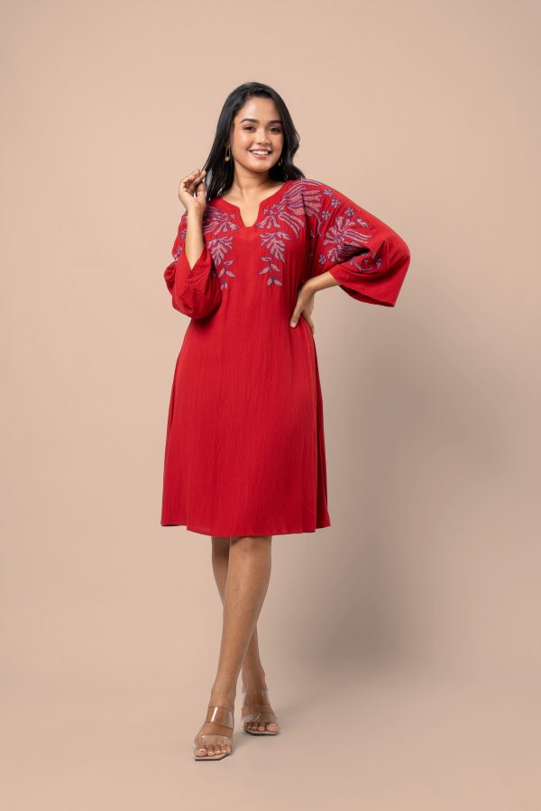 Botanical Embroidery Detail Midi Dress - Image 4
