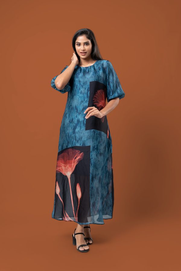 Floral Motif Patterned Maxi Dress - Image 3