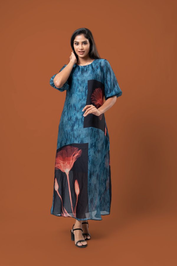 Floral Motif Patterned Maxi Dress - Image 3