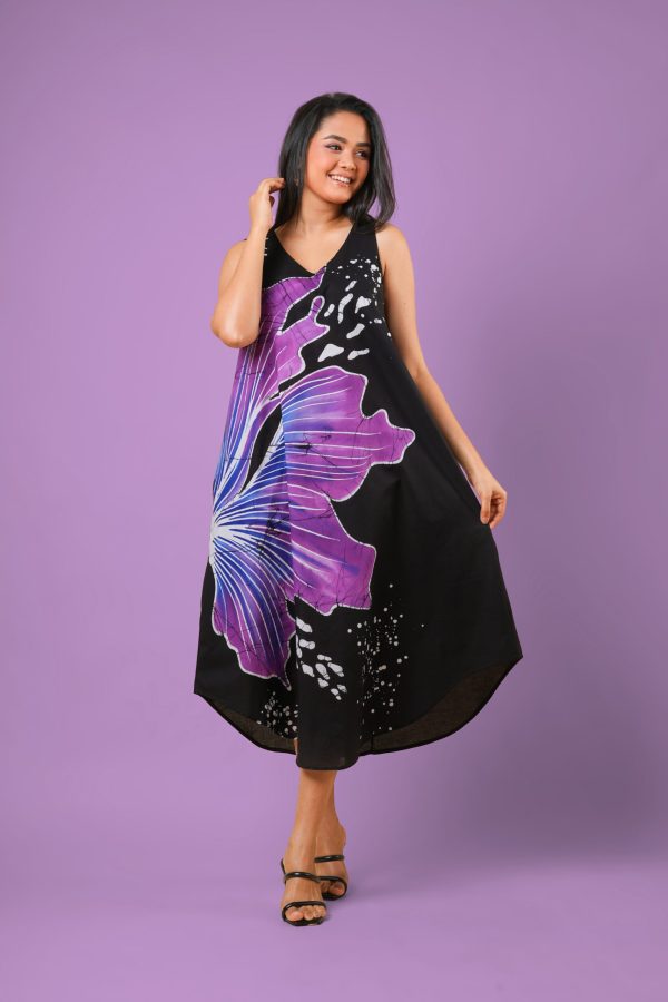 Sleeveless Floral Patterned Midi Dress - Image 5