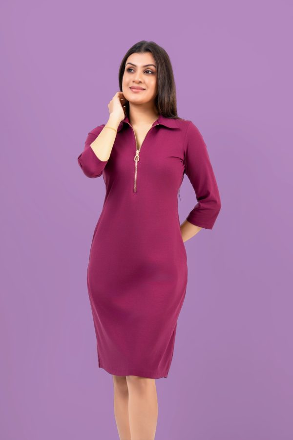 Front Zipper Detail Polo Short Dress - Image 3