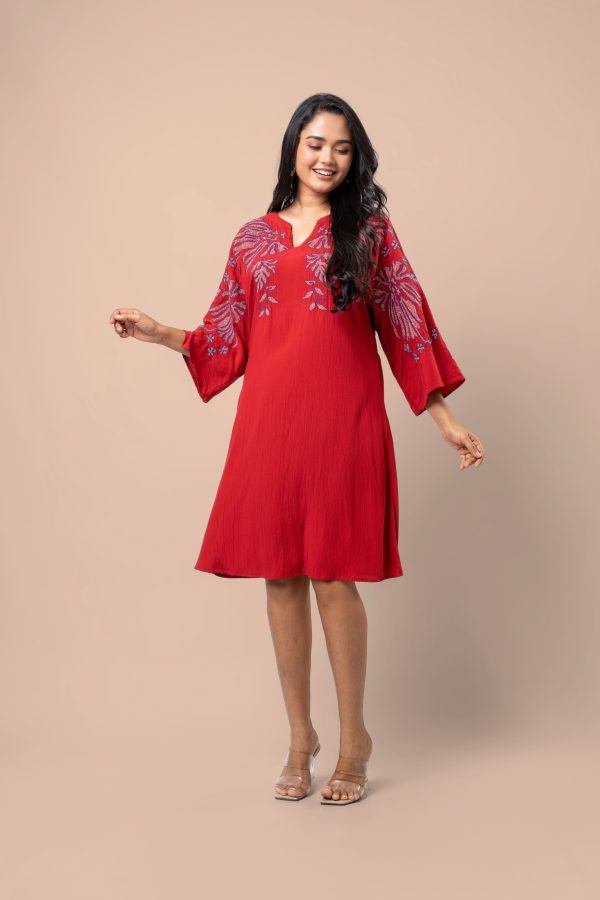 Botanical Embroidery Detail Midi Dress - Image 5
