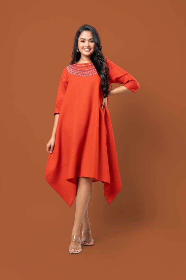 Embroidered 3D Short Tent Dress - Image 3