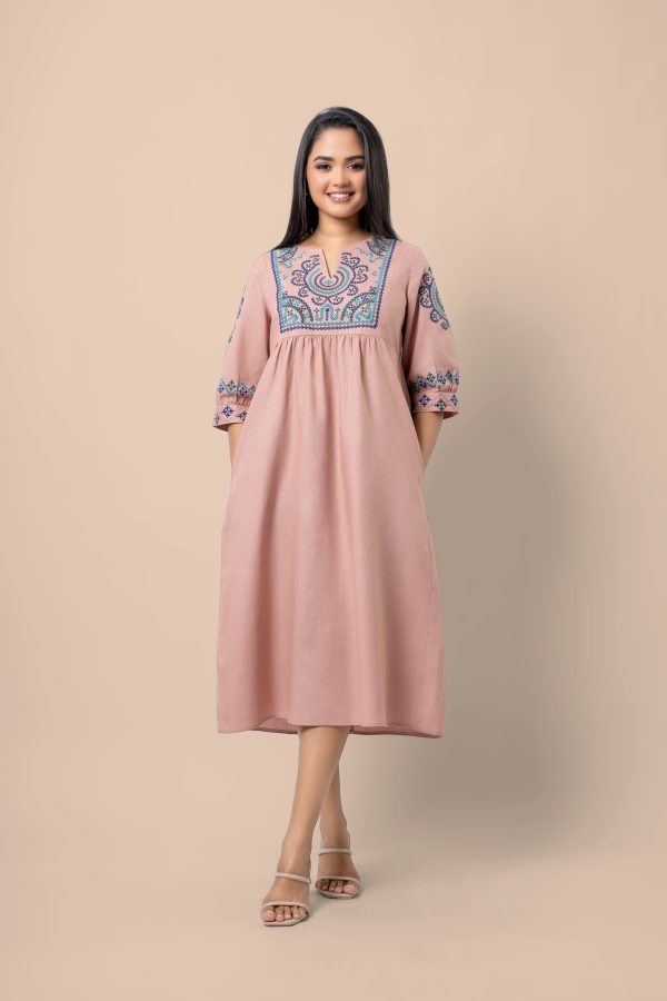 Geometric Embroidered Midi Dress - Image 3