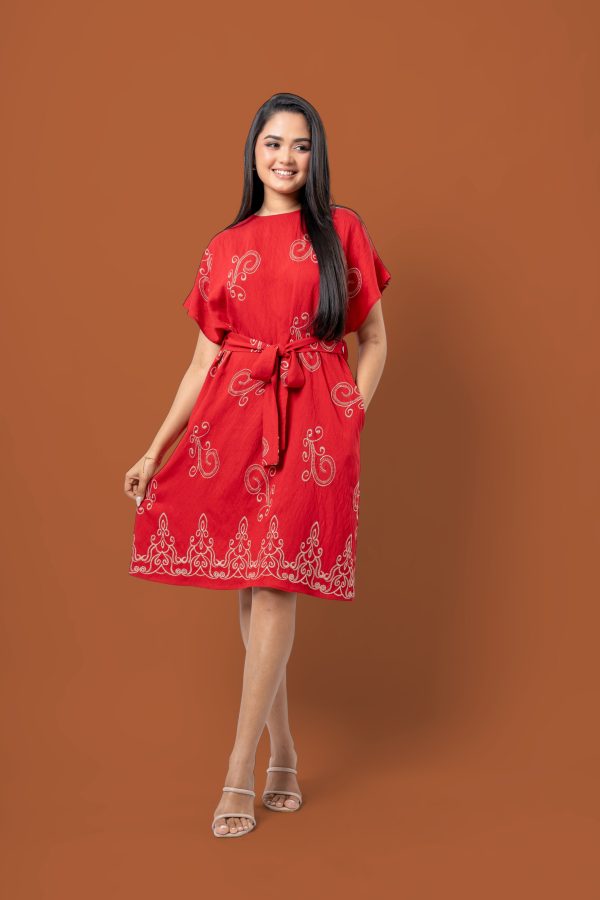 Embroidered Maggie Sleeve Short Dress - Image 2