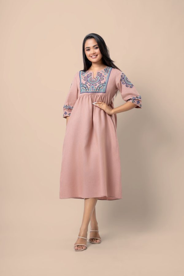 Geometric Embroidered Midi Dress - Image 4