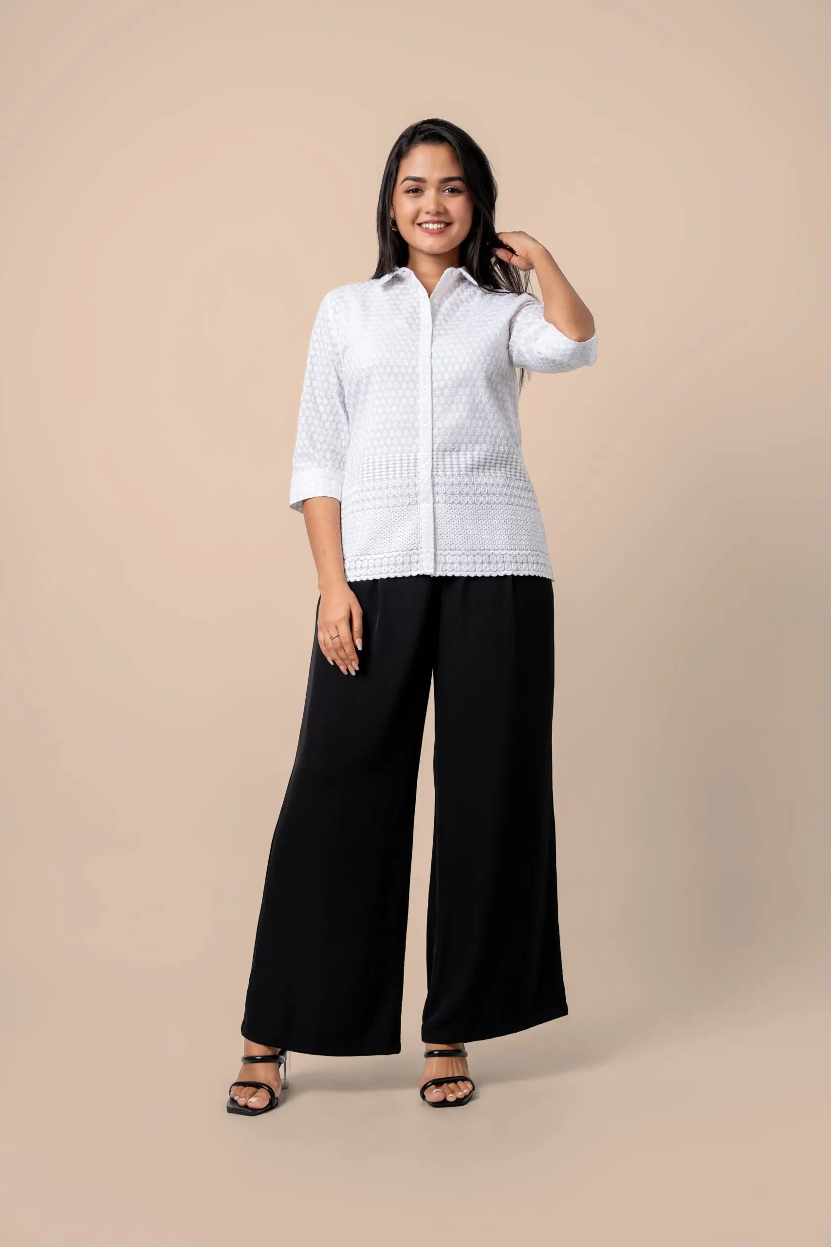 Scallop Hem Shirt Blouse - Image 4