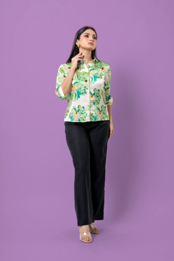 Abstract Floral Patterned Shirt Blouse - Image 4
