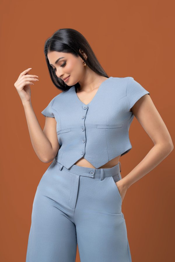 Cap Sleeve Crop Top and Pants Set - Image 3
