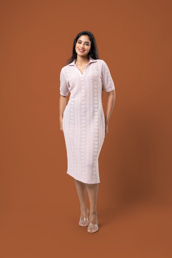Collared Bodycon Midi Dress - Image 3