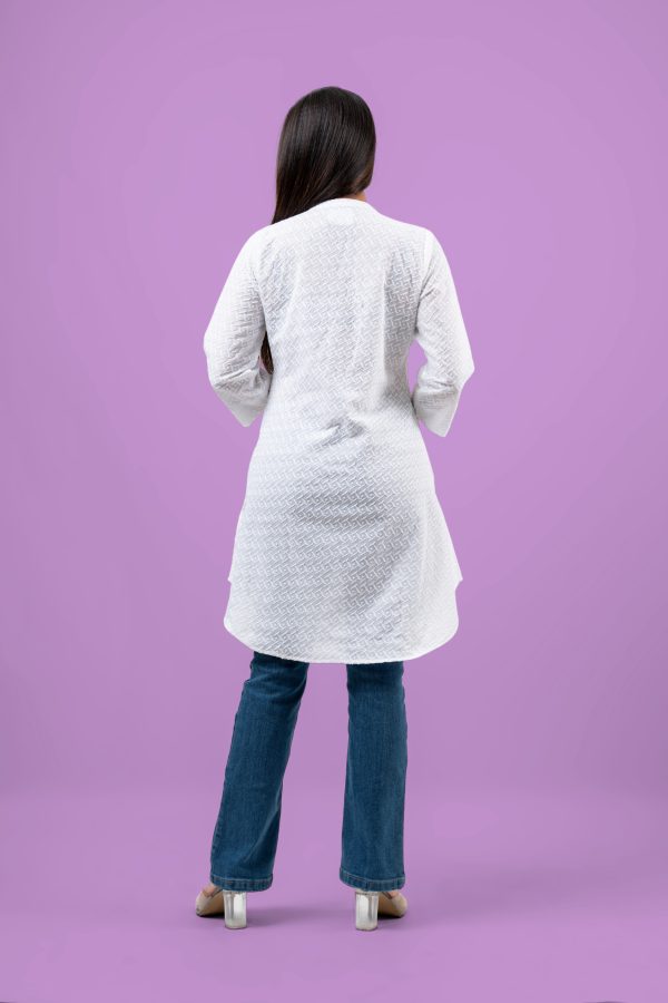 Chinese Collar Curved Hem Kurta Top - Image 5