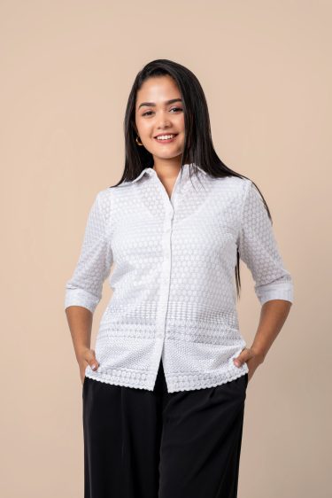 Scallop Hem Shirt Blouse