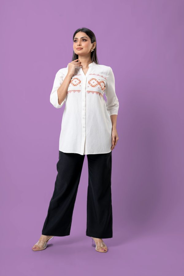 Embroidery Detailed Button-Down Blouse - Image 3
