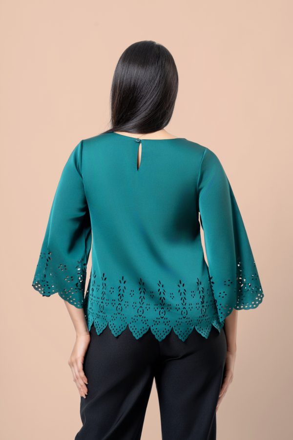 Laser Cut Scallop Hem Detail Blouse - Image 5