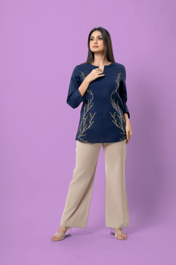 Botanical Patterned Notch Neck Blouse - Image 5