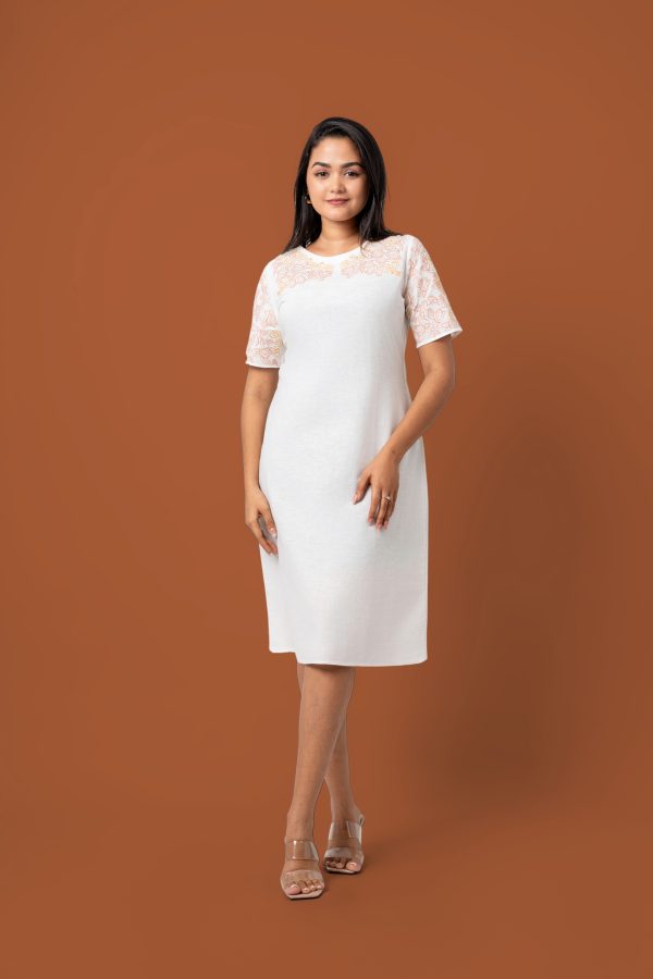 Floral Embroidered Short Dress - Image 3