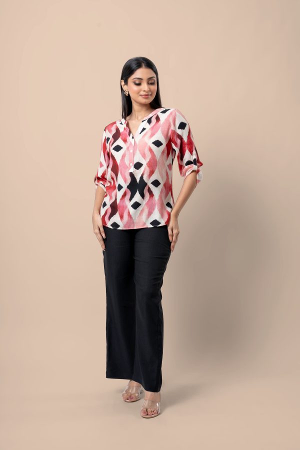 Ikat Patterned Tab Detailed Top - Image 6