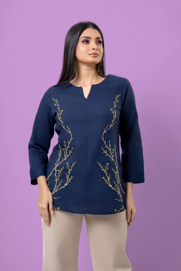 Botanical Patterned Notch Neck Blouse - Image 2