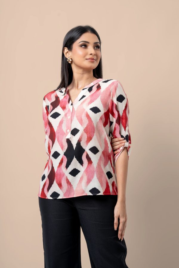 Ikat Patterned Tab Detailed Top - Image 2