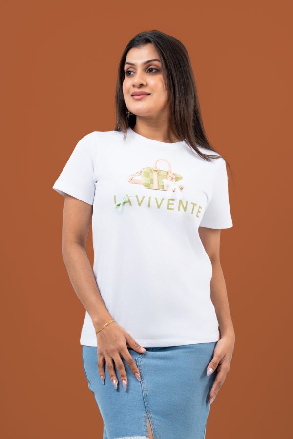 Bow Detail Graphic Printed T-Shirt - Image 2