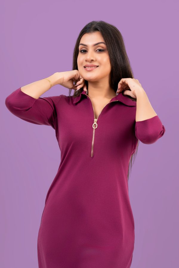 Front Zipper Detail Polo Short Dress - Image 2