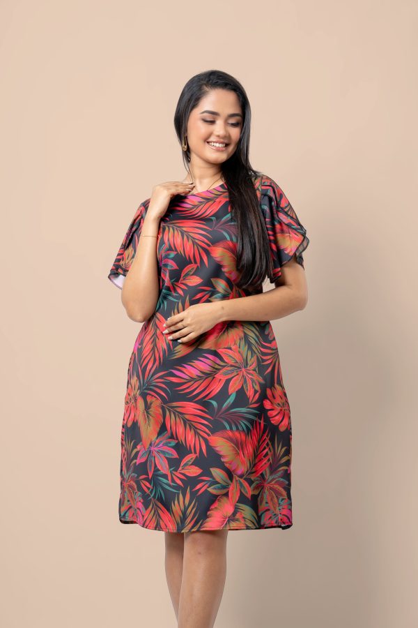 Tropical Patterned Short Dress - Image 2