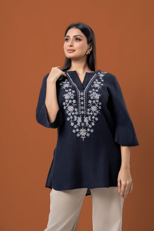 Front Embroidered Bell Sleeve Blouse - Image 3