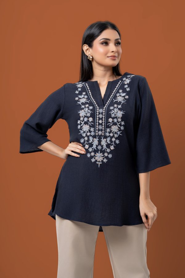 Front Embroidered Bell Sleeve Blouse - Image 2
