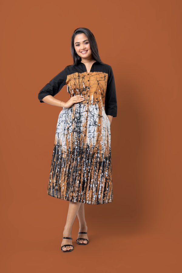 Splatter Patterned Batik Midi Dress - Image 5