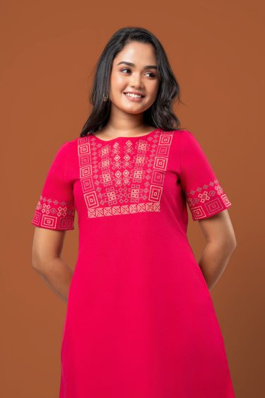 Geometric Embroidered Short Dress