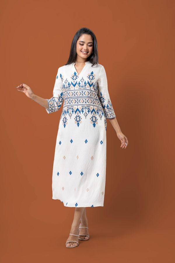 Colourblock Embroidery Detail Maxi Dress - Image 3
