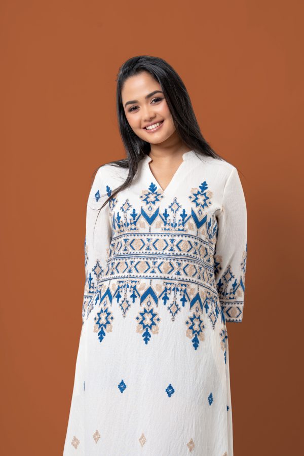 Colourblock Embroidery Detail Maxi Dress - Image 2