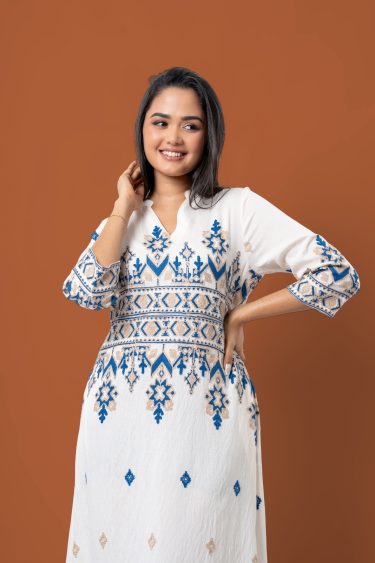 Colourblock Embroidery Detail Maxi Dress