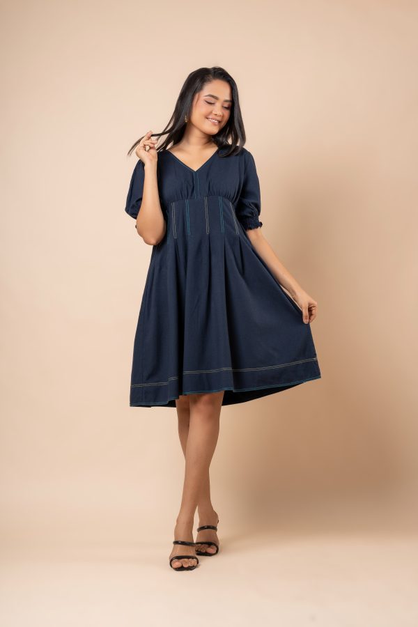 Thread Detail Puff Sleeve Short Dress - Image 5