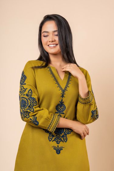 Embellishment Detail Embroidered Midi Dress