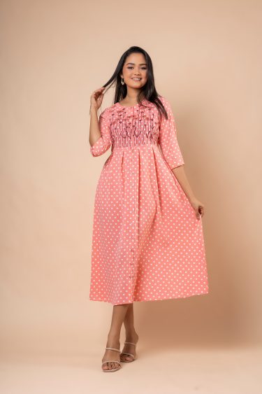 Polka Dot Embroidery Midi Dress