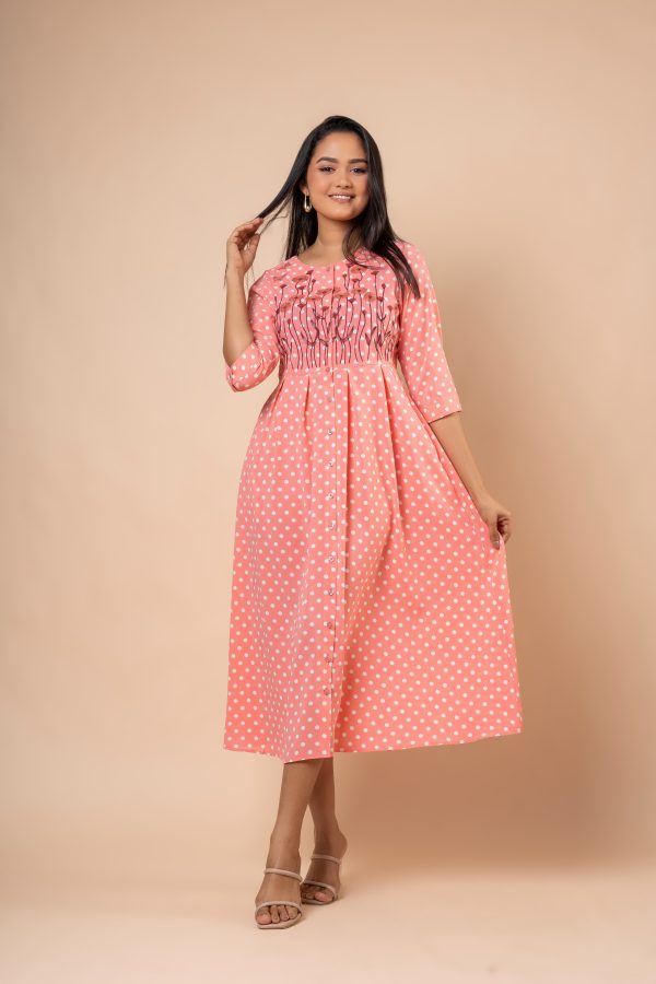Polka Dot Embroidery Midi Dress