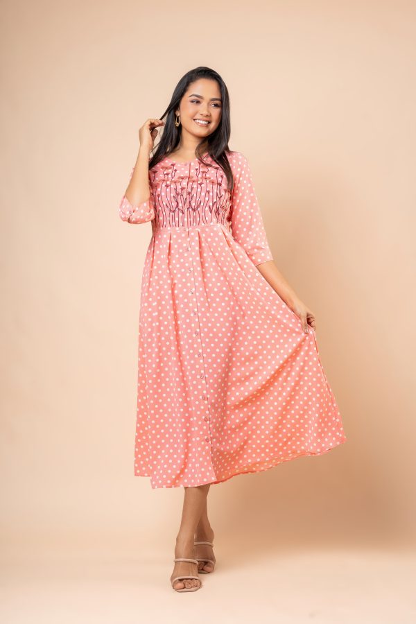 Polka Dot Embroidery Midi Dress - Image 2