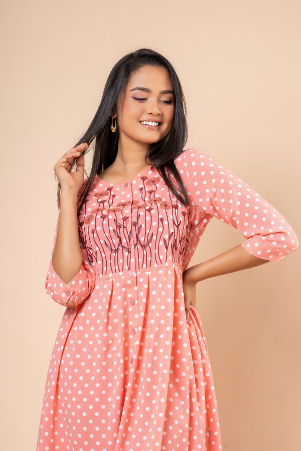 Polka Dot Embroidery Midi Dress - Image 5