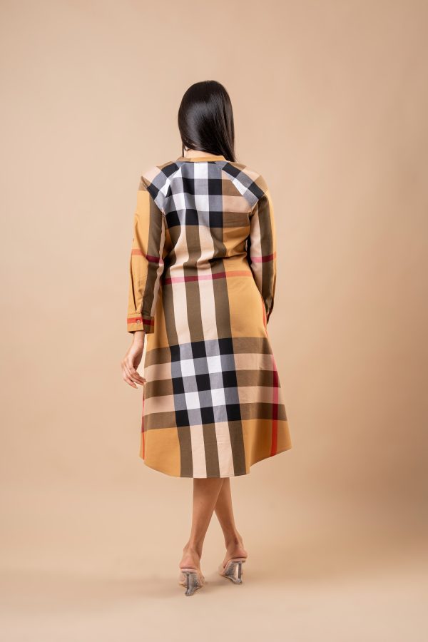 Plaid Patterned Raglan Sleeve Short Dress - Image 6