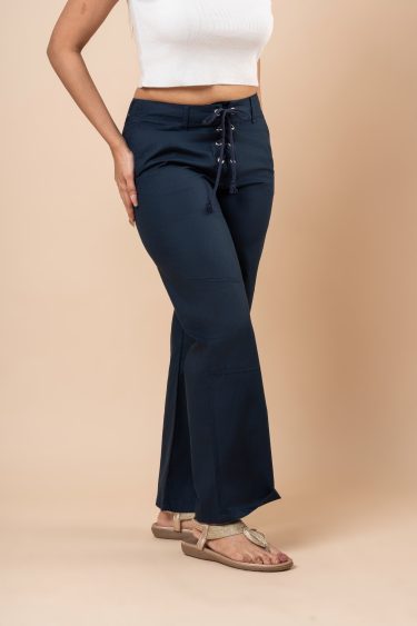 Front Tie-Up Detailed Linen Pant