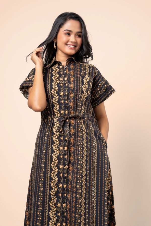 Floral Patterned Button-Down Midi Dress - Image 5