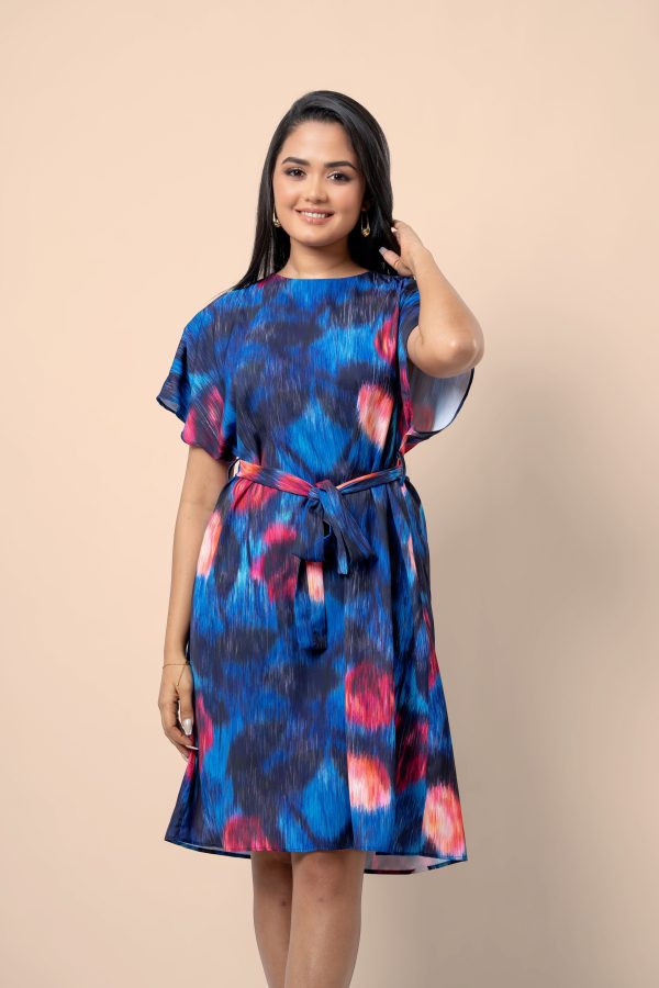 Abstract Patterned Maggie Sleeve Short Dress - Image 2