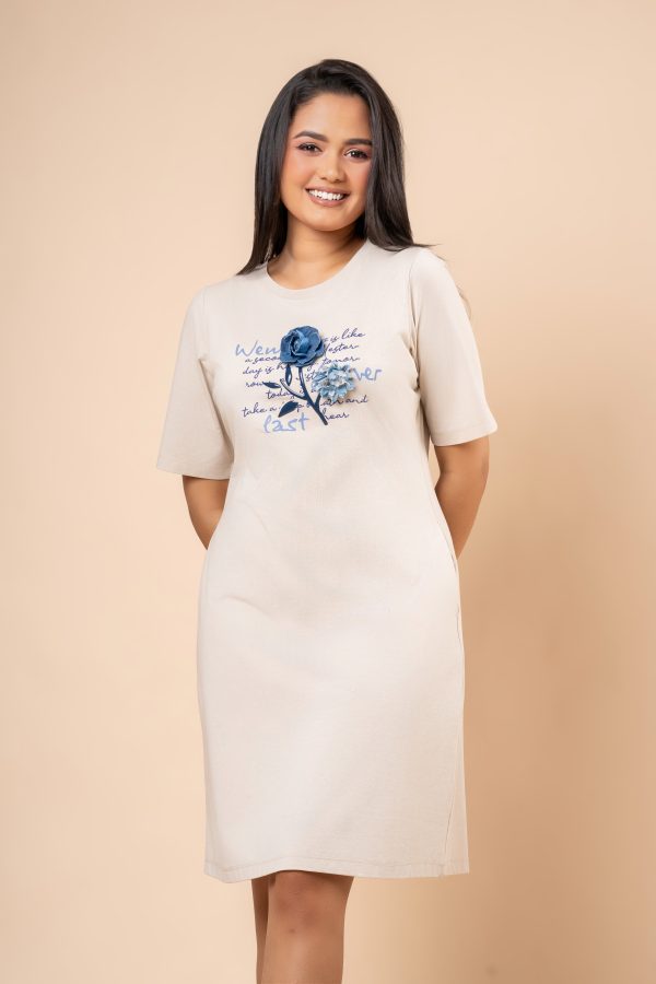 Flower Embellishment Detail Short T-Shirt Dress - Image 2