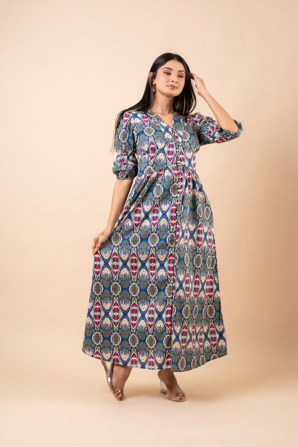 Abstract Patterned Button-Down Maxi Dress - Image 4
