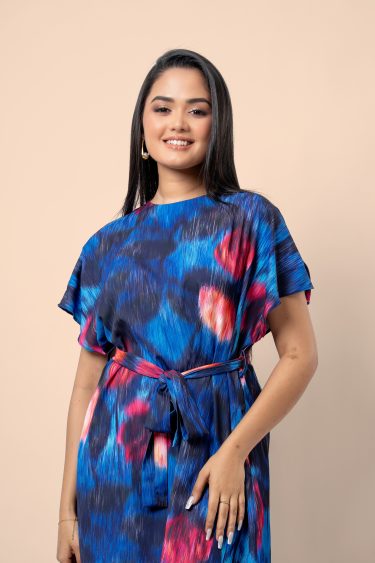Abstract Patterned Maggie Sleeve Short Dress