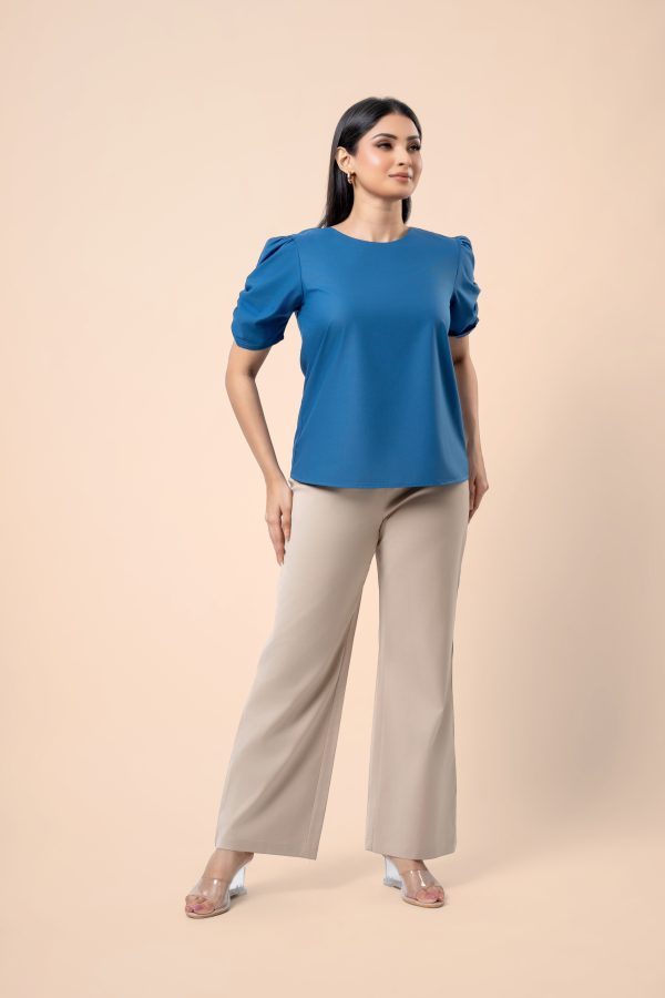 Gathered Sleeve Plain Top - Image 4
