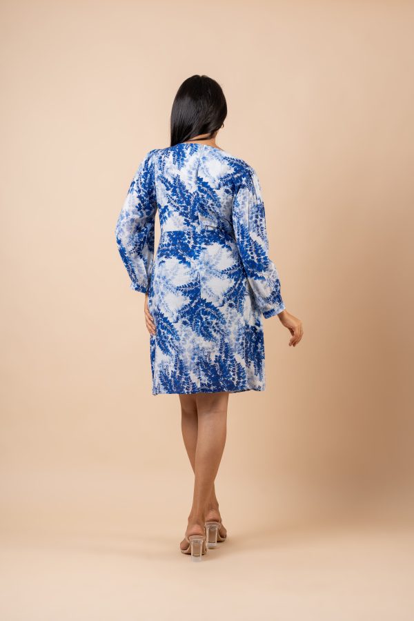 Long Sleeve Pleated Overlapping Short Dress - Image 5