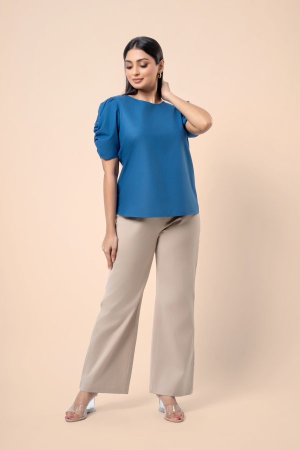 Gathered Sleeve Plain Top - Image 5